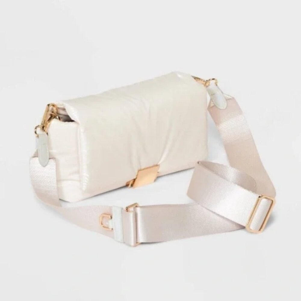 a new day White Crossbody Bag with Gold Hardware